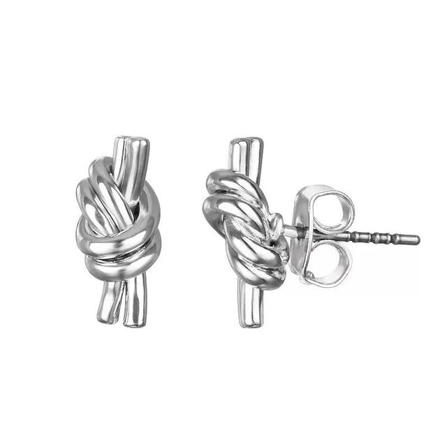 Emberly Silver Tone Small Knot Stud Earrings, Womens, None Product Image