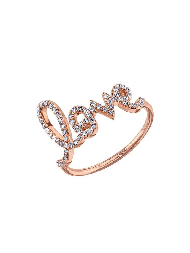 Womens 14K Rose Gold & Diamond Large Love Ring Product Image