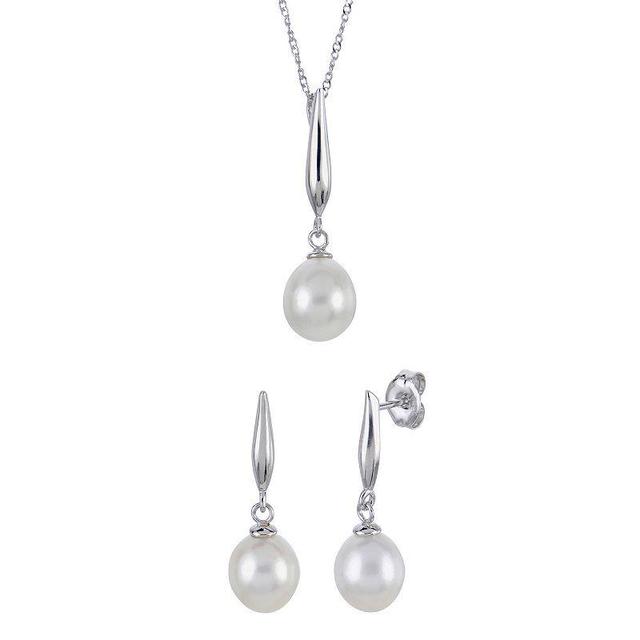 PearLustre by Imperial Sterling Silver Freshwater Cultured Pearl Pendant & Drop Earring Set, Womens Product Image