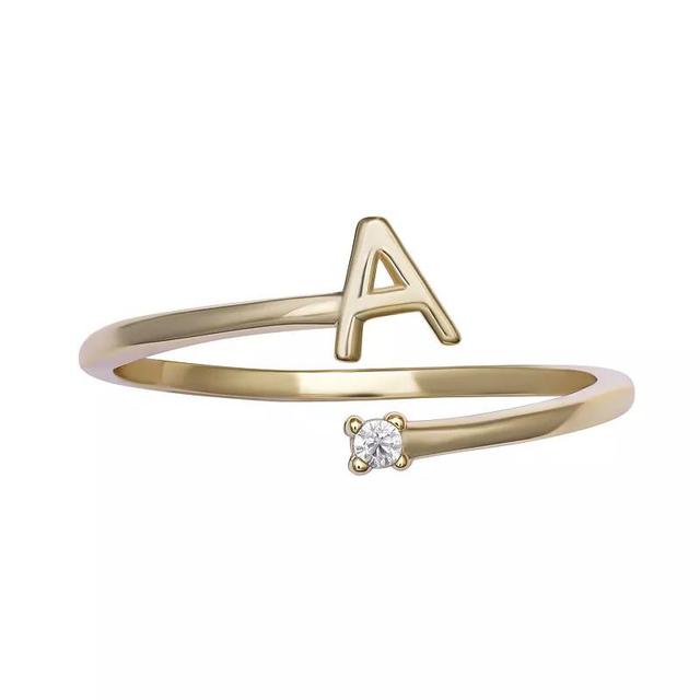 PRIMROSE Sterling Silver Cubic Zirconia Initial Bypass Band Ring, Womens Sterling Silver I Product Image