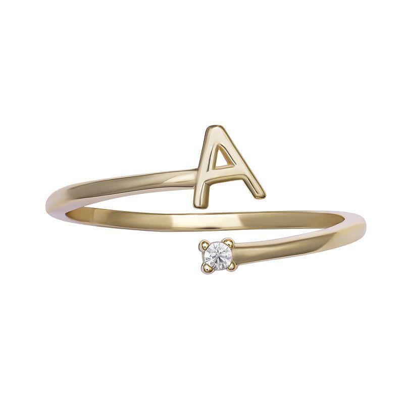 PRIMROSE Sterling Silver Cubic Zirconia Initial Bypass Band Ring, Womens Sterling Silver I Product Image