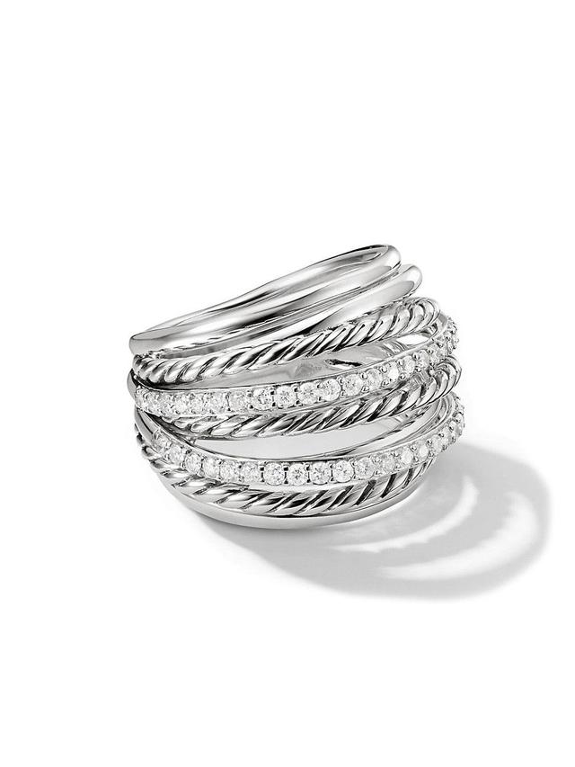 Womens Crossover Dome Ring in Sterling Silver Product Image