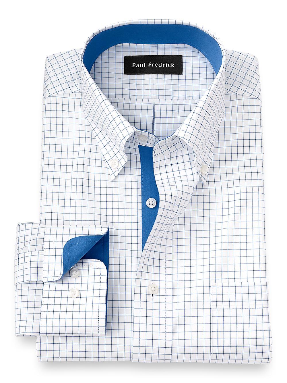 Non-iron Cotton Check Dress Shirt With Contrast Trim Product Image