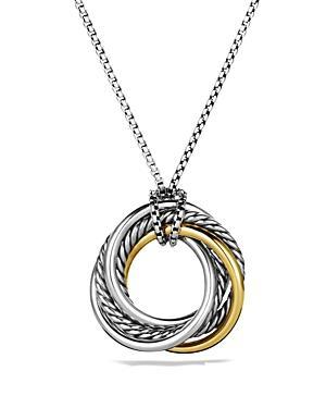 Womens Crossover Pendant Necklace in Sterling Silver with 14K Yellow Gold Product Image