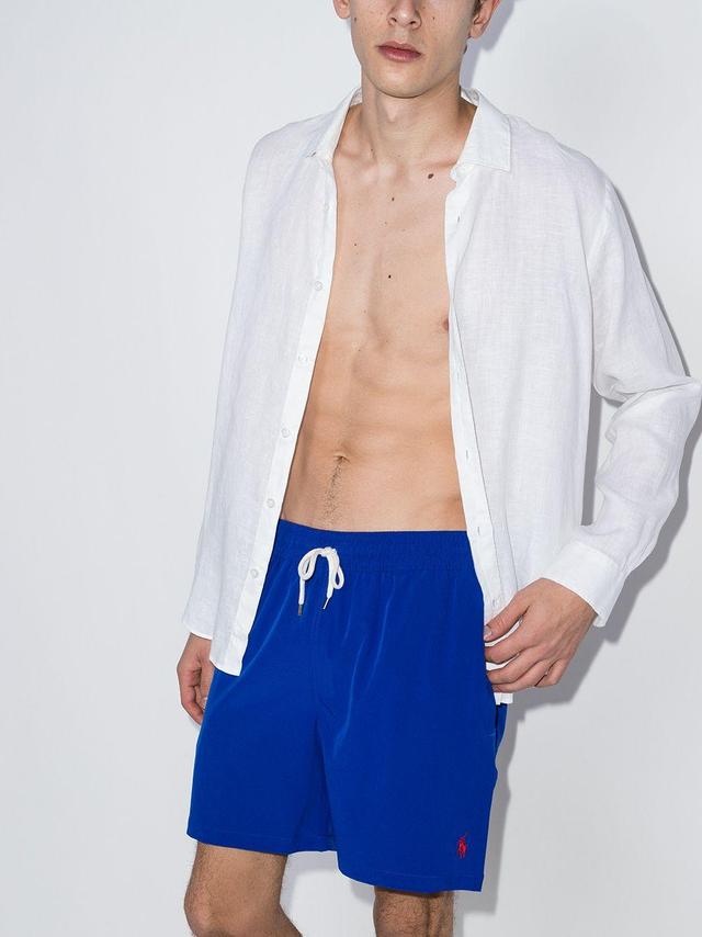 Polo Pony Drawstring Swim Shorts In Blue Product Image