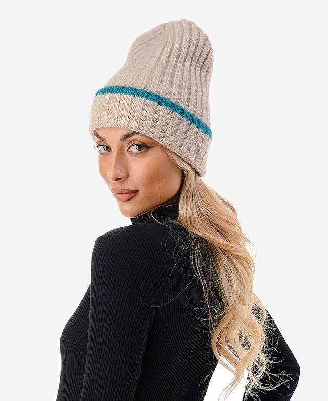 Marcus Adler Womens Stripe Cuff Ribbed Knit Beanie Product Image