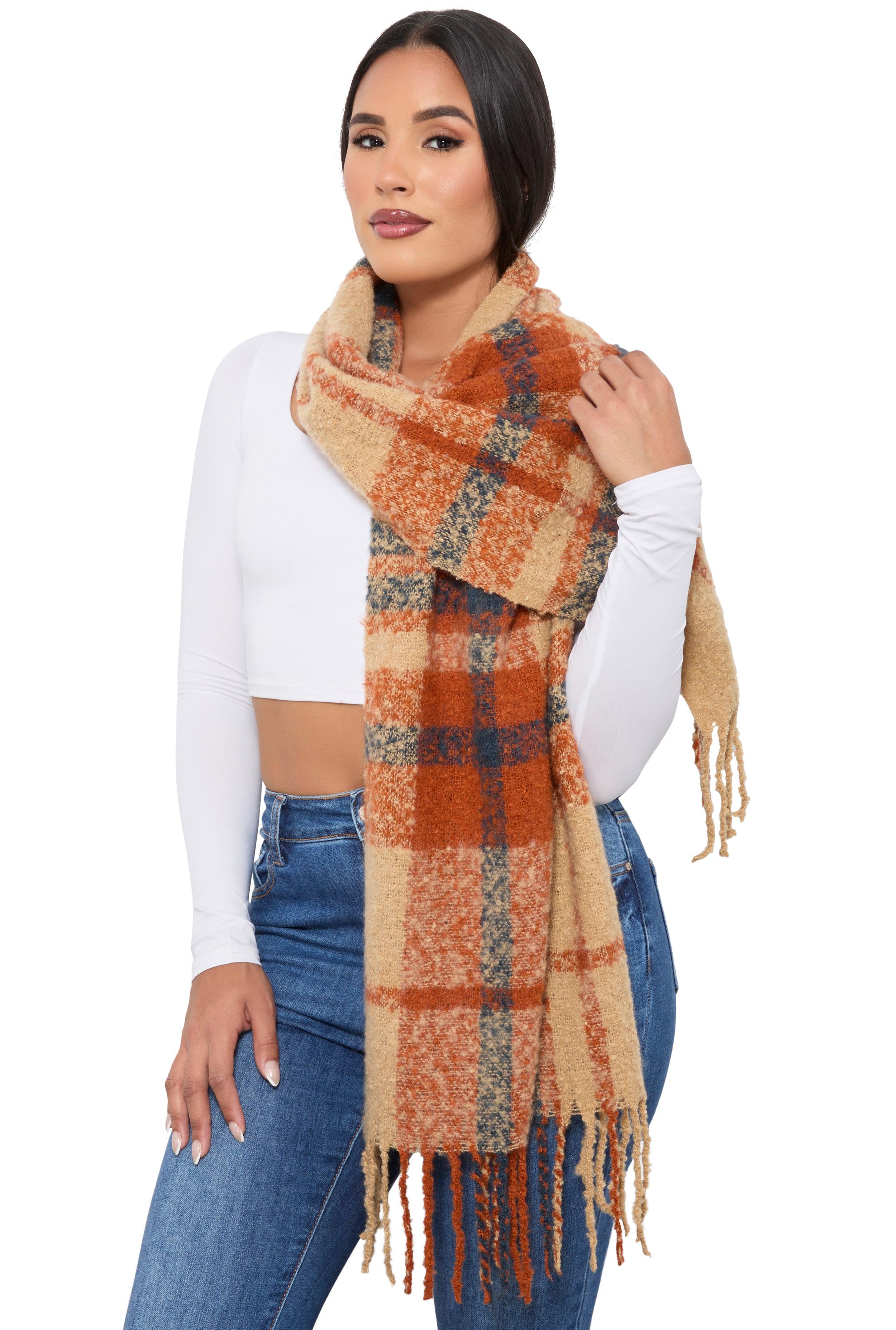 Womens Boucle Plaid Scarf Product Image