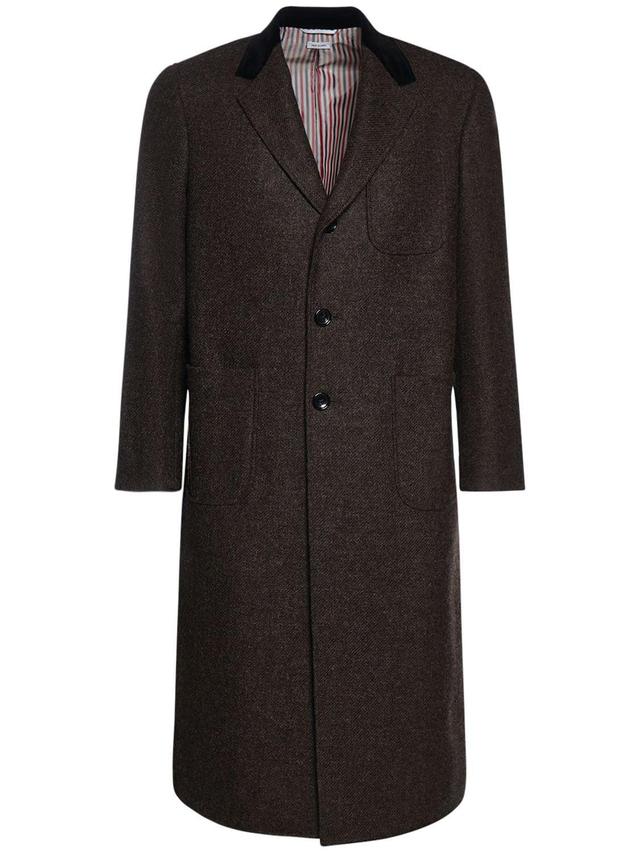 Elongated Single-breasted Button Coat In Brown Product Image