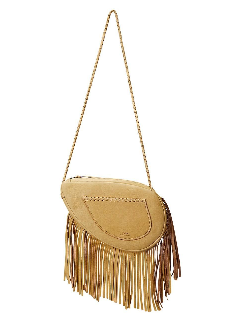 Womens Leather Fringe Crossbody Bag Product Image