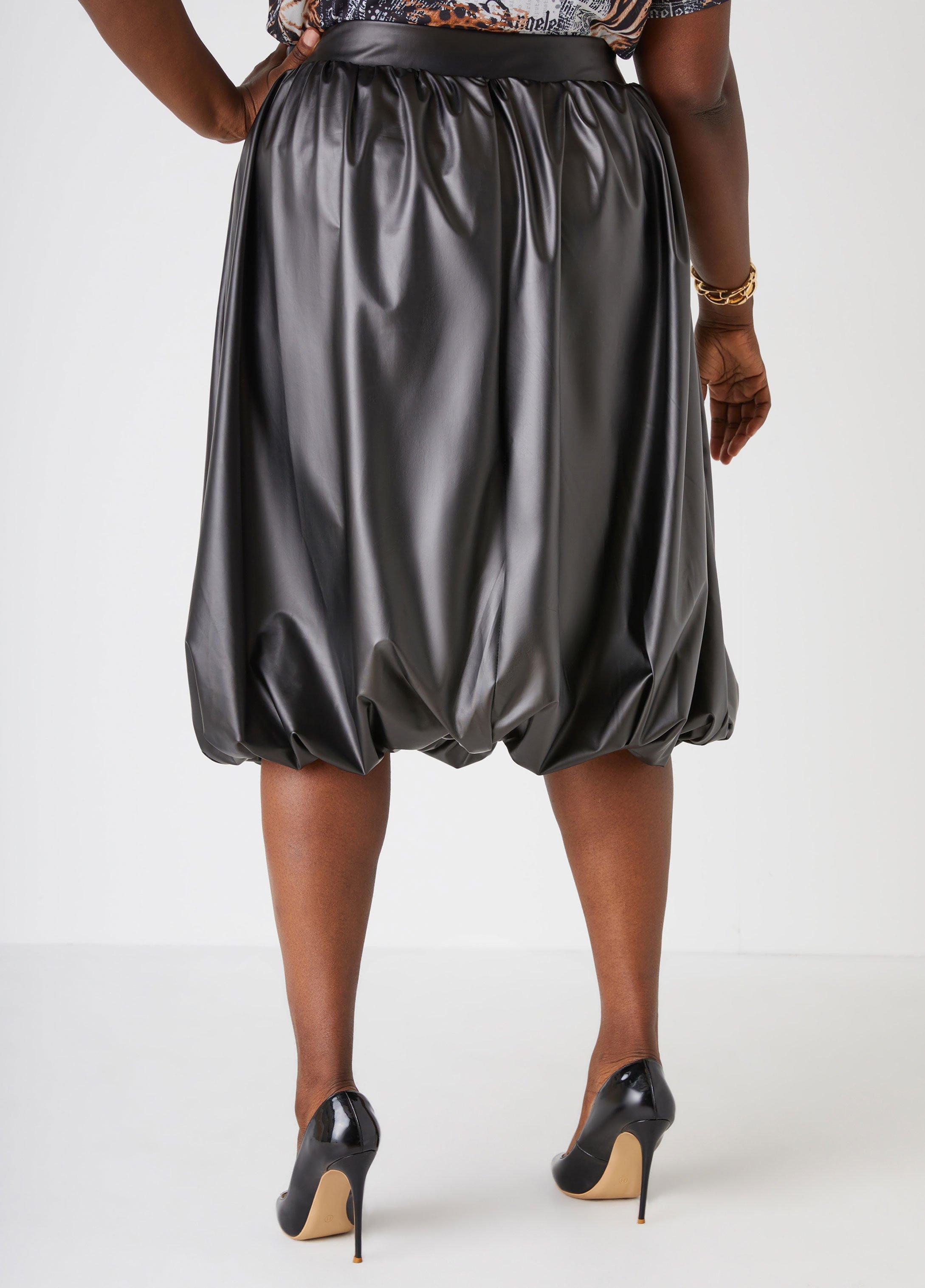 Plus Size Faux Leather Bubble Skirt Ashley Stewart Product Image