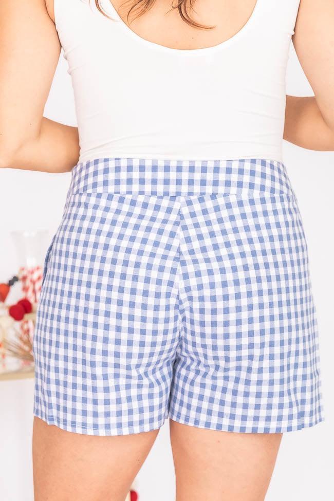 Conscious Reason Blue Gingham Shorts FINAL SALE Product Image