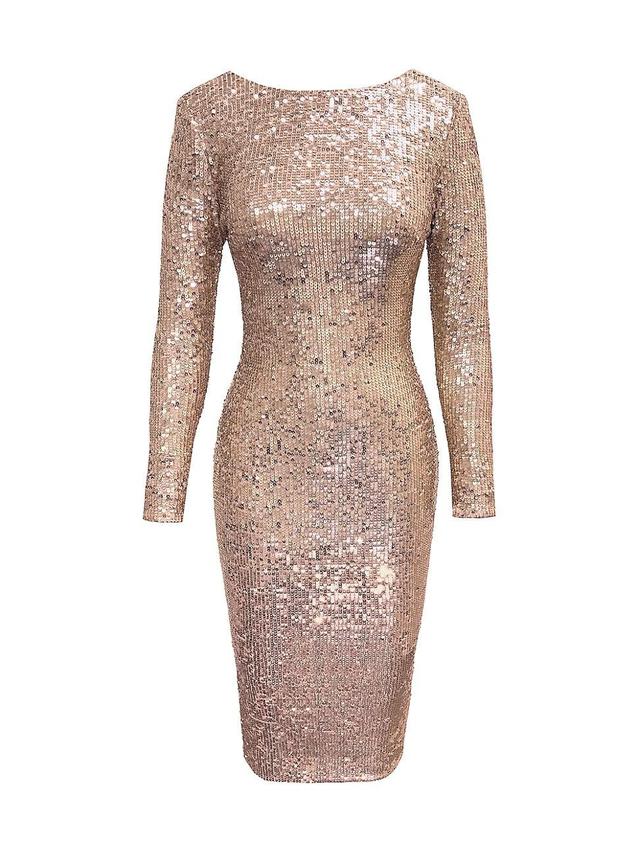 Dress the Population Emery Long Sleeve Sequin Cocktail Midi Dress Product Image