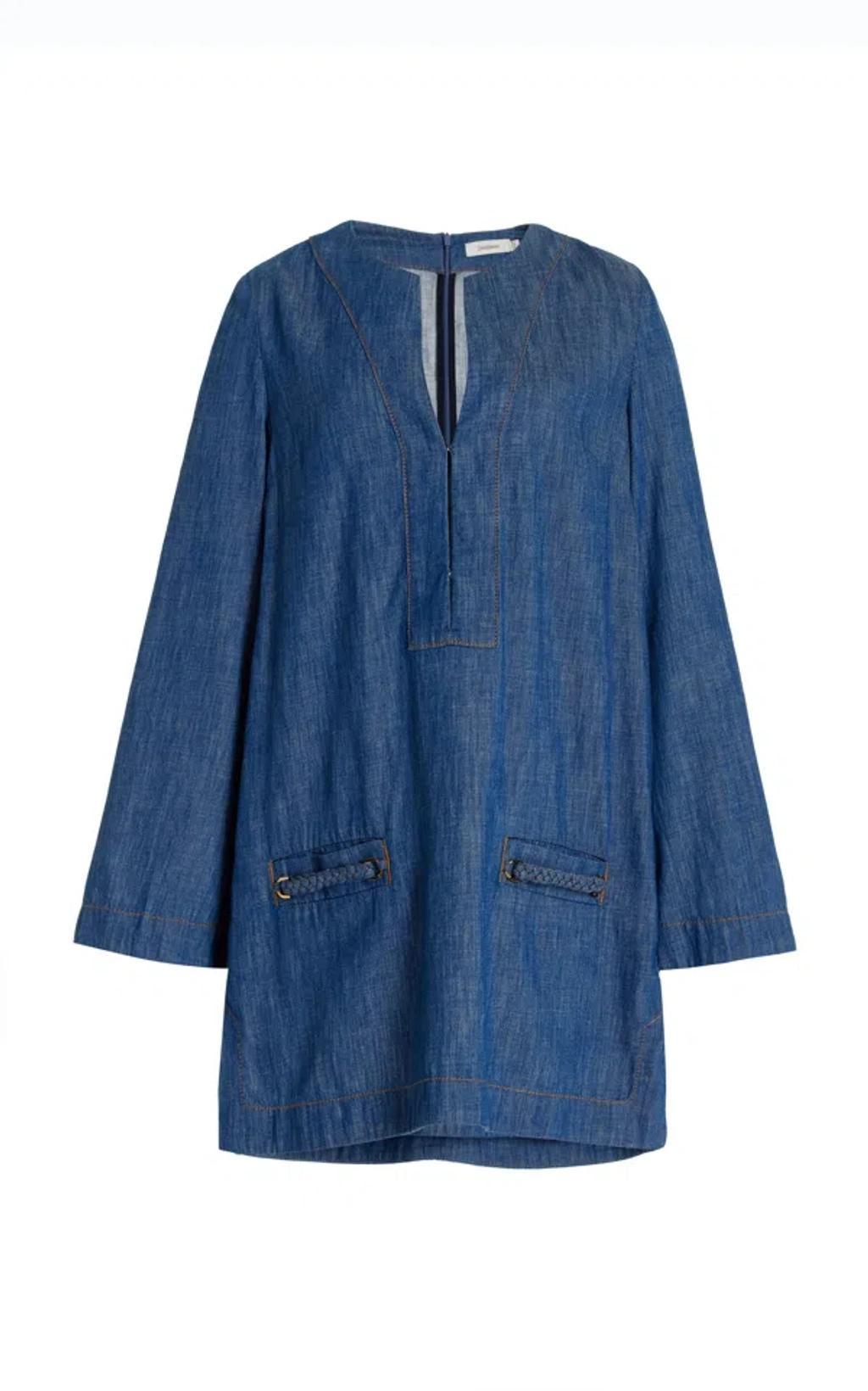 ZIMMERMANN Wylie Braided Denim Mini Dress In Blue Product Image