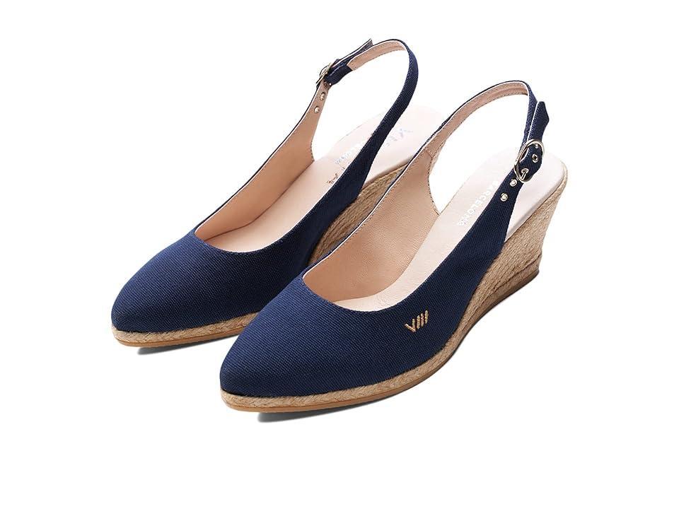 VISCATA Palomera Slingback Buckle Wedges (Navy Canvas) Women's Shoes Product Image