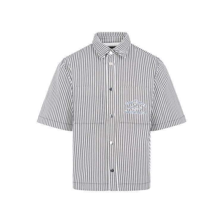 Motors Striped Cotton Shirt In Black Product Image