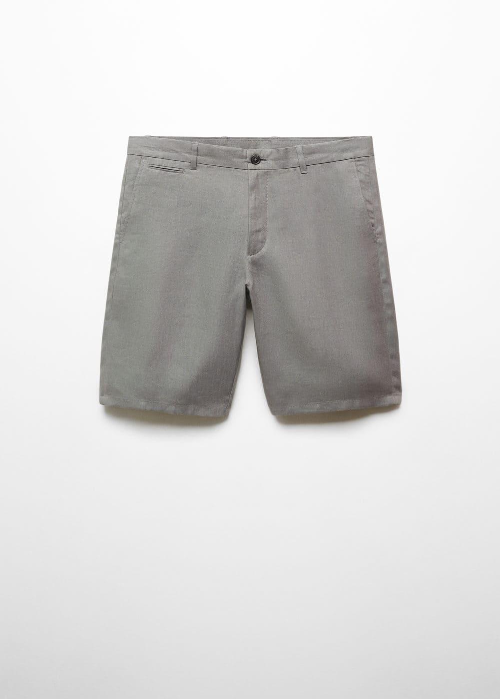 MANGO MAN - Slim fit 100% linen Bermuda shorts greyMen Product Image