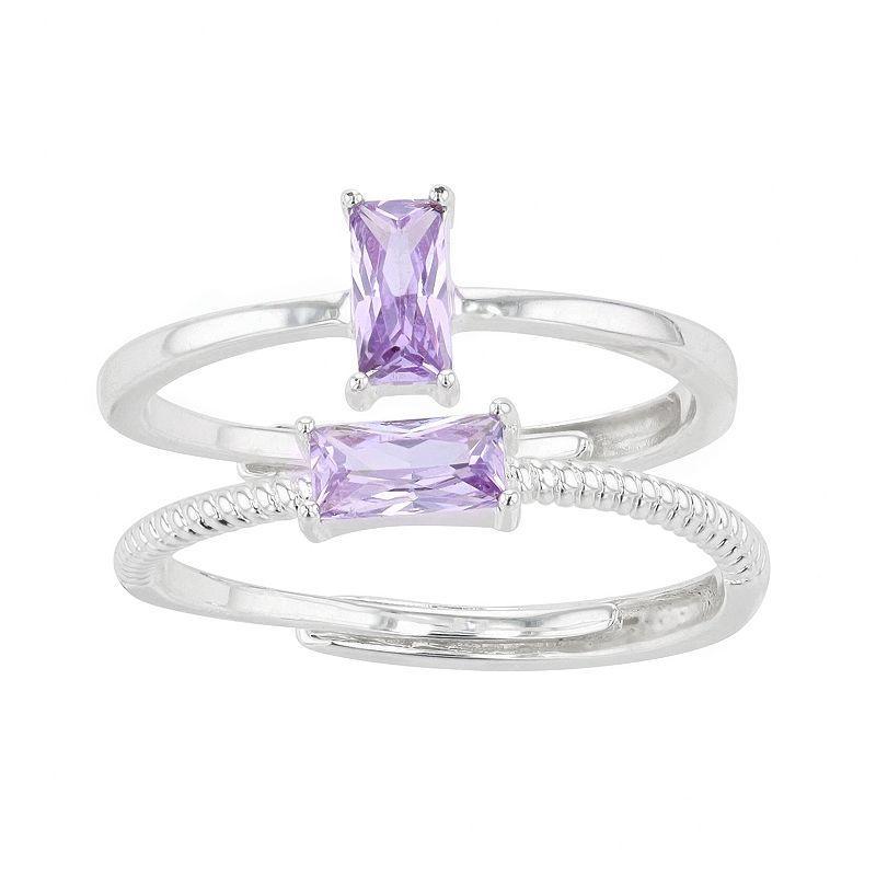 City Luxe Birthstone Simulated Gemstone Duo Ring Set, Womens, Silver Tone June Product Image