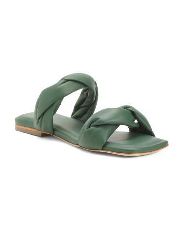 Leather Knotted Slide Sandals For Women Product Image