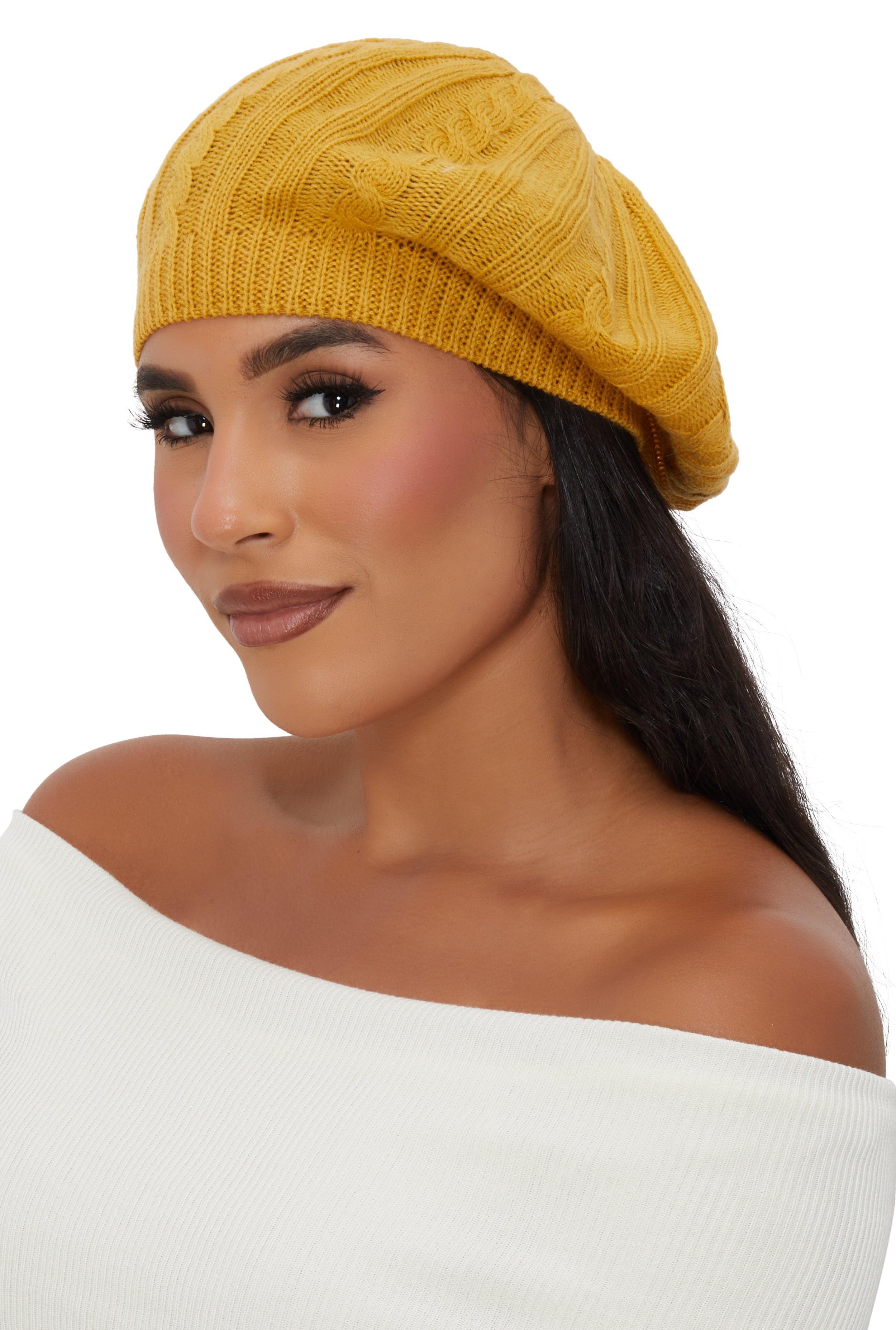 Solid Cable Knit Beret Female Product Image