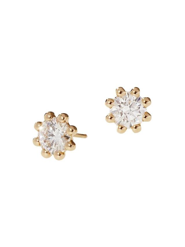 Womens Beaded 18K Yellow Gold & Latitude Lab-Grown Diamond Small Stud Earrings Product Image