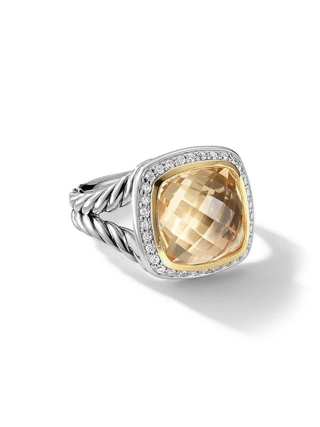 Womens Albion Ring With Champagne Citrine, Pav Diamonds And 18K Yellow Gold Product Image