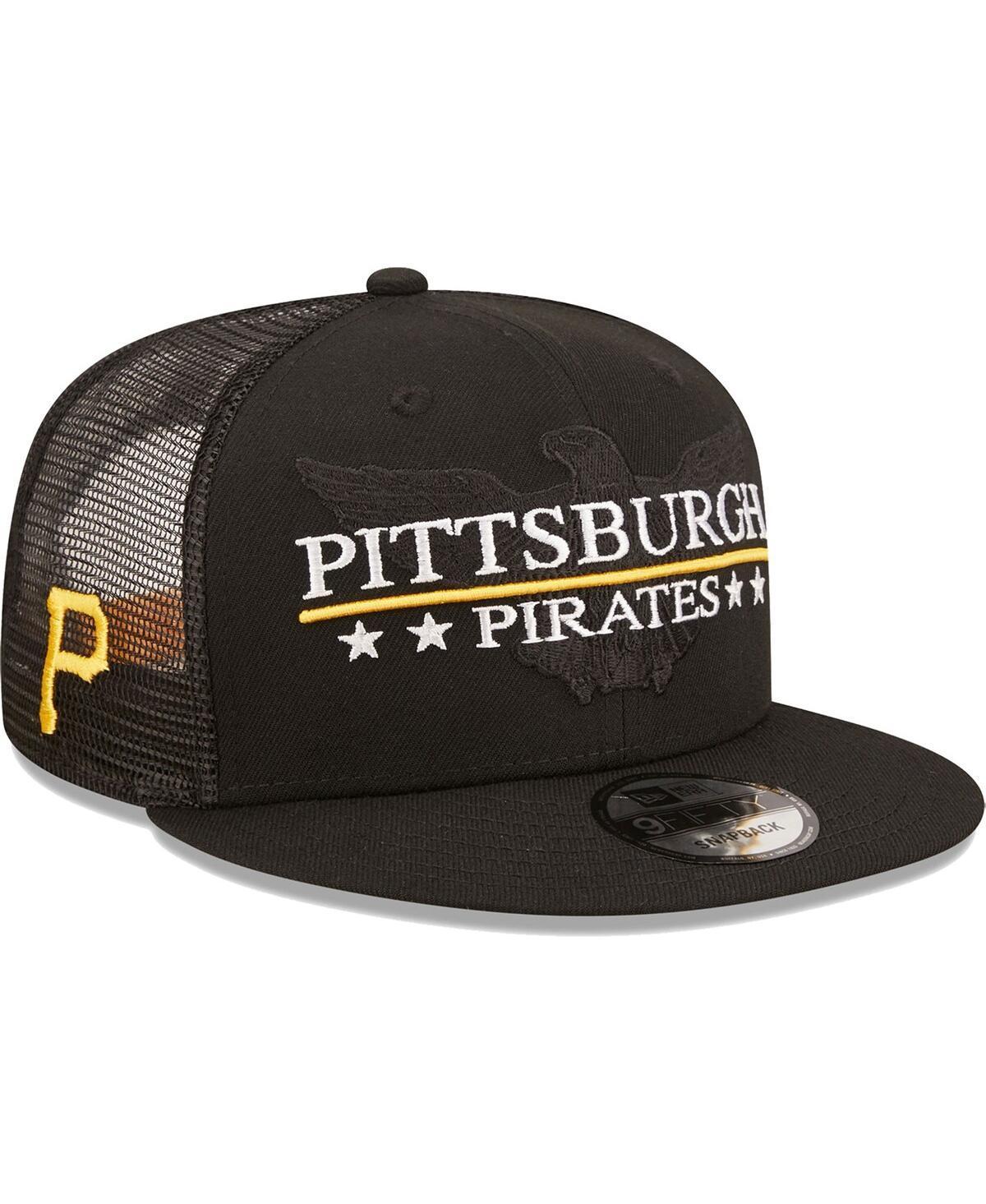 Mens New Era Black Pittsburgh Pirates Patriot Trucker 9FIFTY Snapback Hat Product Image