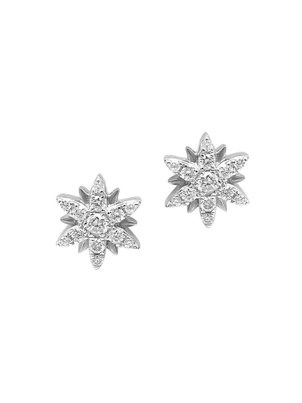 Womens Magic Touch 18K White Gold & Diamond Star Stud Earrings Product Image