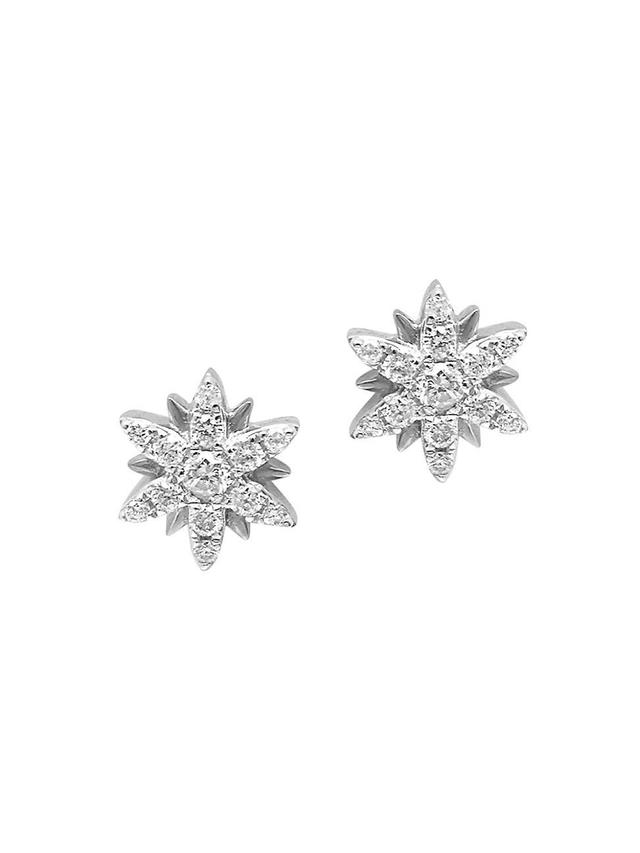 Womens Magic Touch 18K White Gold & Diamond Star Stud Earrings Product Image