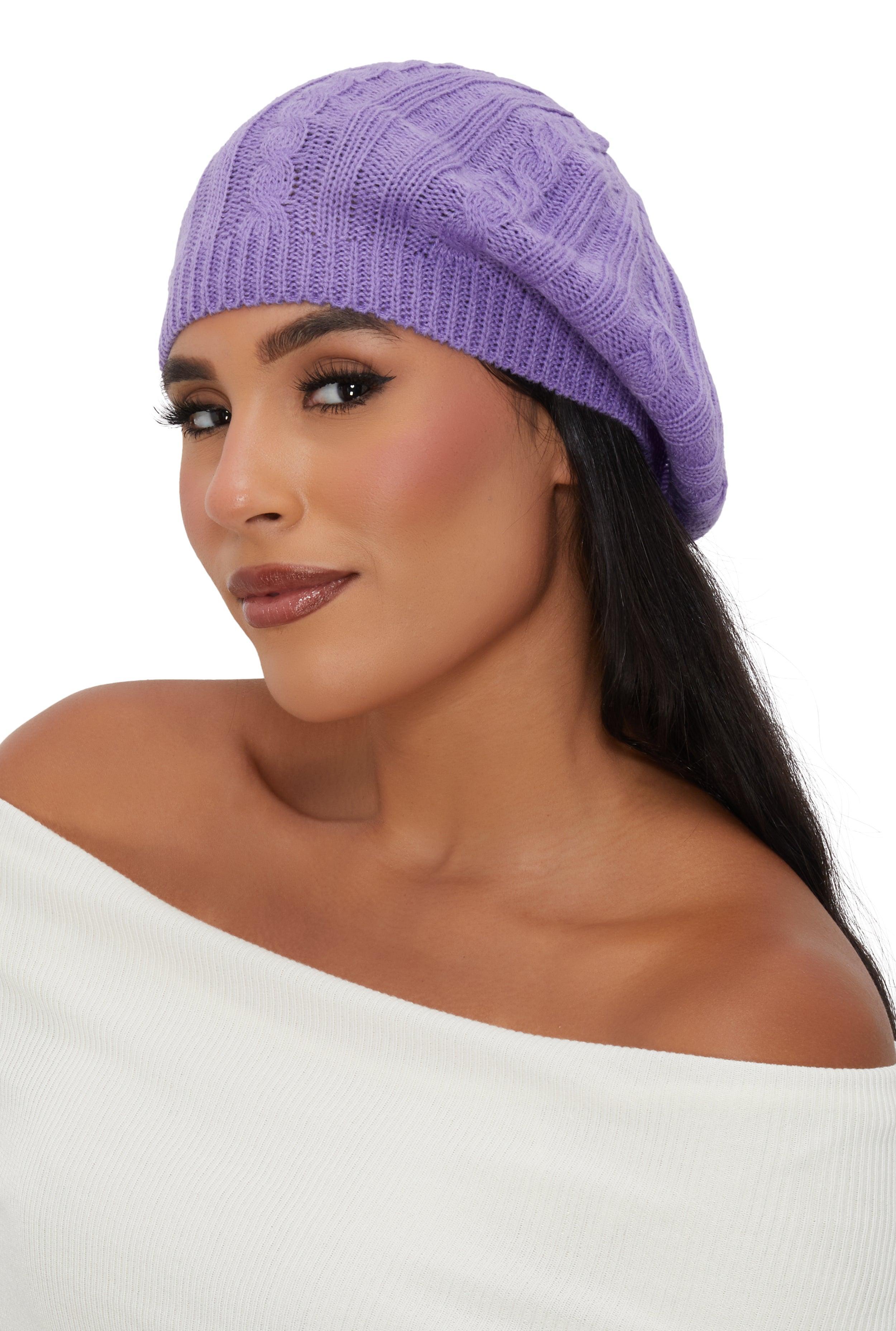 Solid Cable Knit Beret Female Product Image