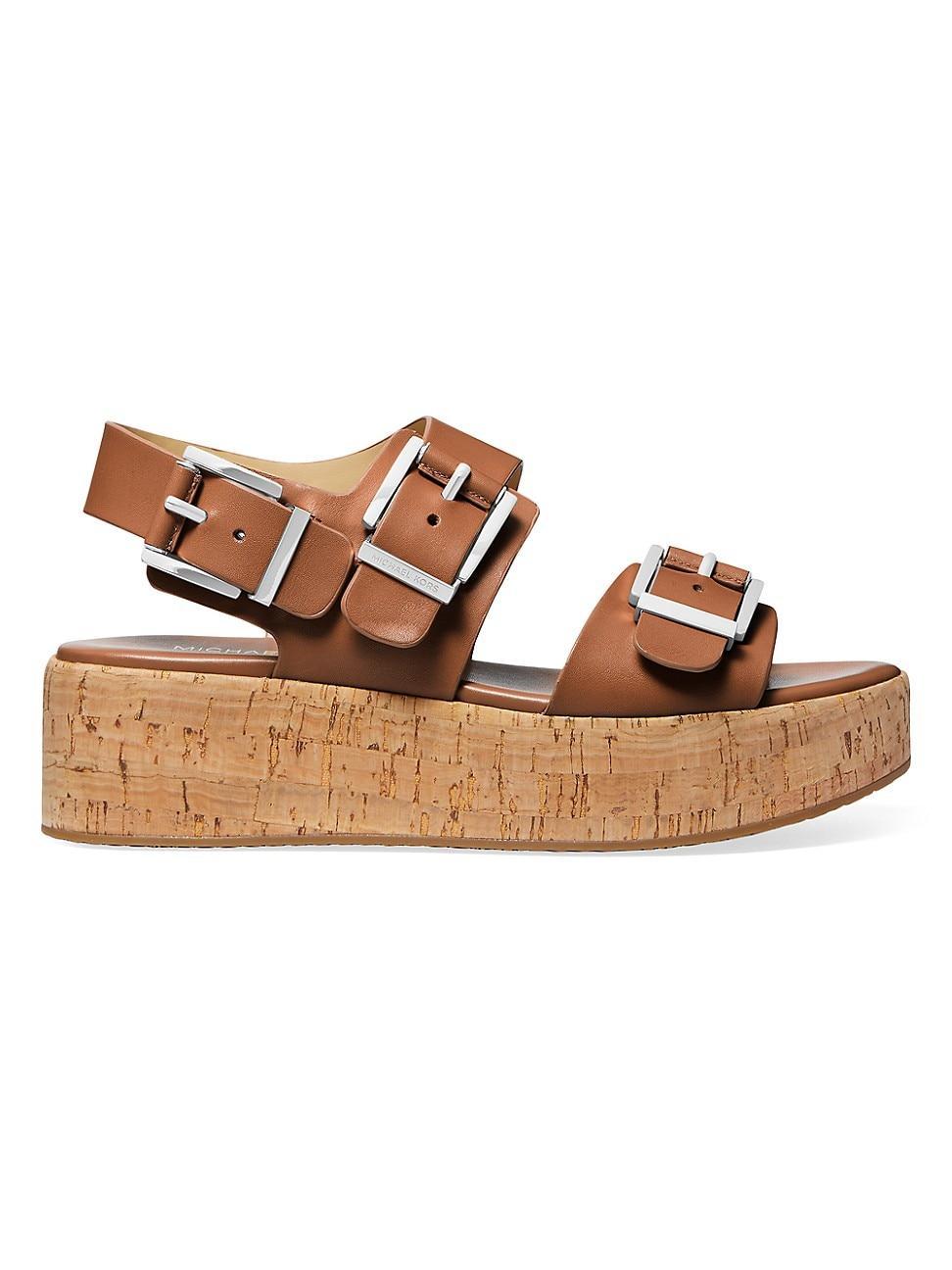 Michael Michael Kors Womens Colby Triple Buckle Black Flatform Sandals Product Image