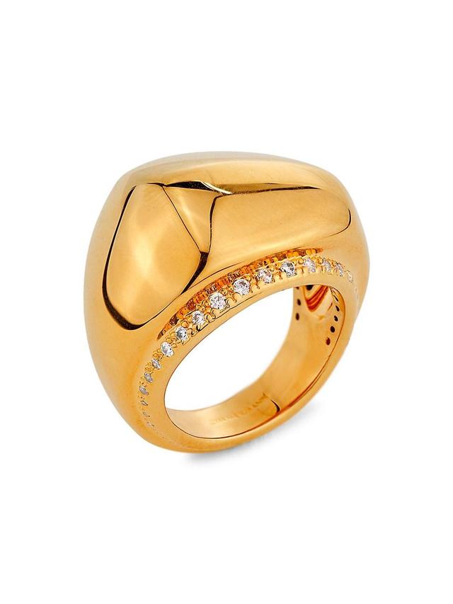 Womens Pebble 20K-Gold-Plated & Cubic Zirconia Ring Product Image