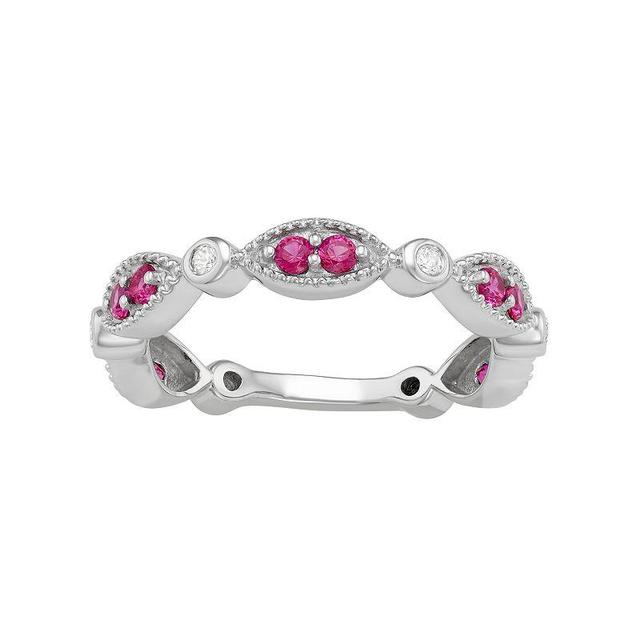 Jewelexcess Sterling Silver Lab-Created Ruby & Lab-Created White Sapphire Ring, Womens Product Image