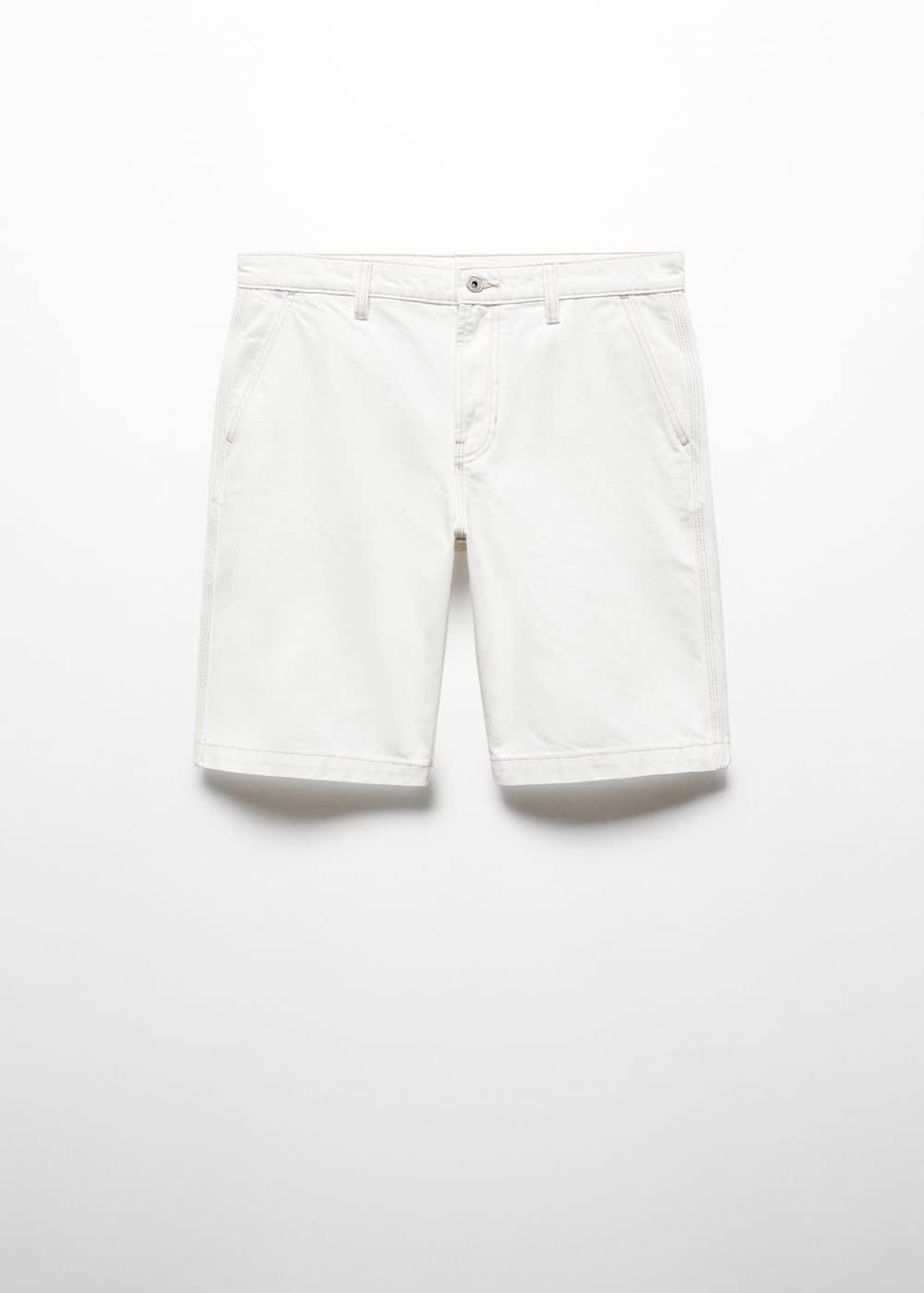 MANGO MAN - Cotton denim Bermuda shorts off whiteMen Product Image