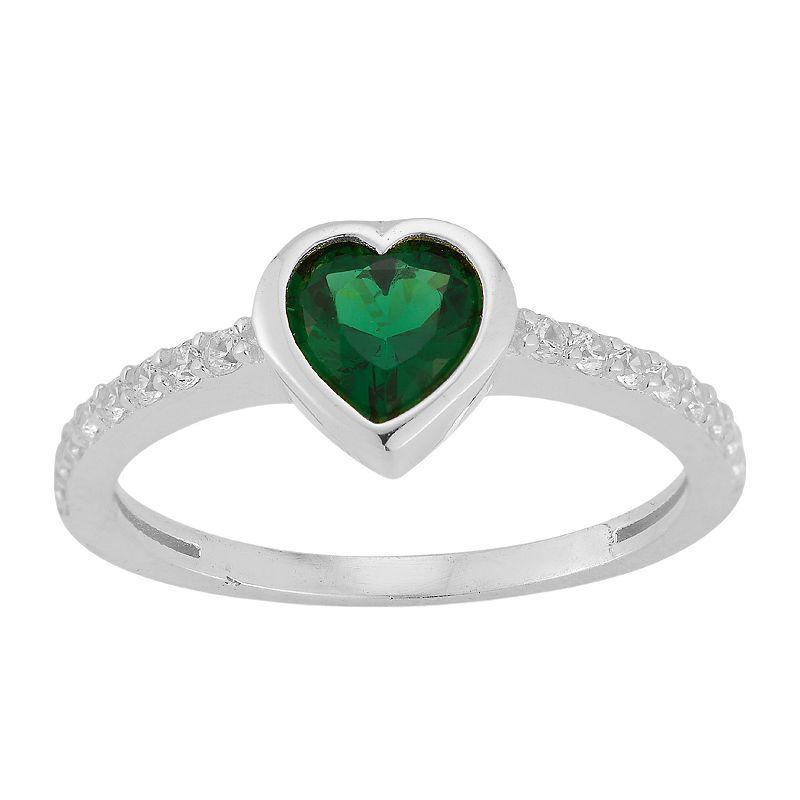 Sunkissed Sterling Cubic Zirconia Heart Ring, Womens Silver Tone Product Image