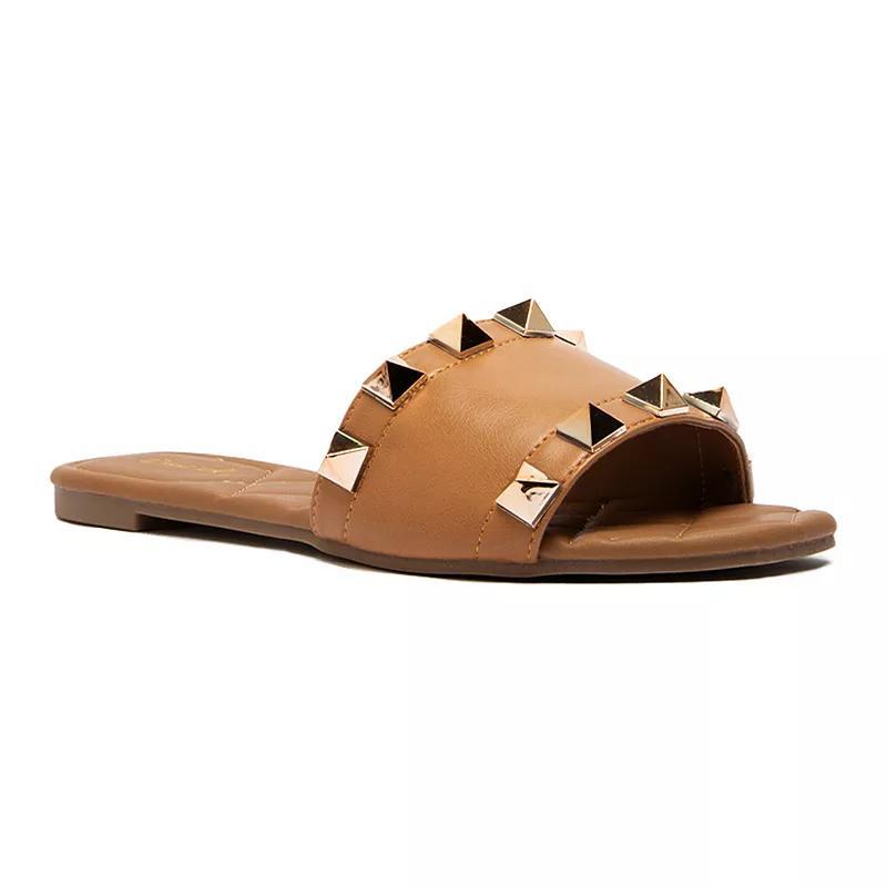 Qupid Hazy-181 Womens Studded Slide Sandals Product Image