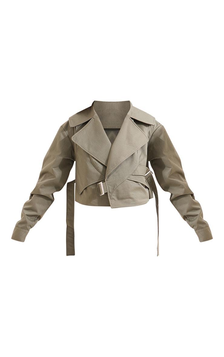 Khaki Cropped Trench Belted Jacket product image