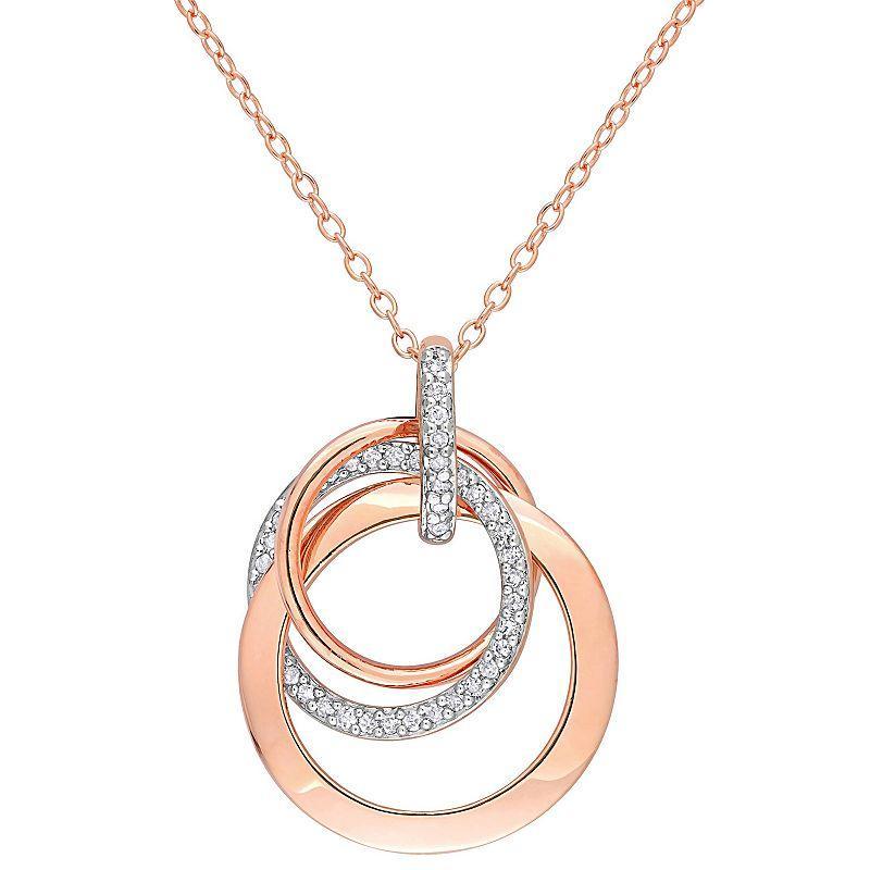 Stella Grace 18k Rose Gold Over Silver 1/5 Carat T.W. Diamond Triple Circle Pendant Necklace, Womens White Product Image