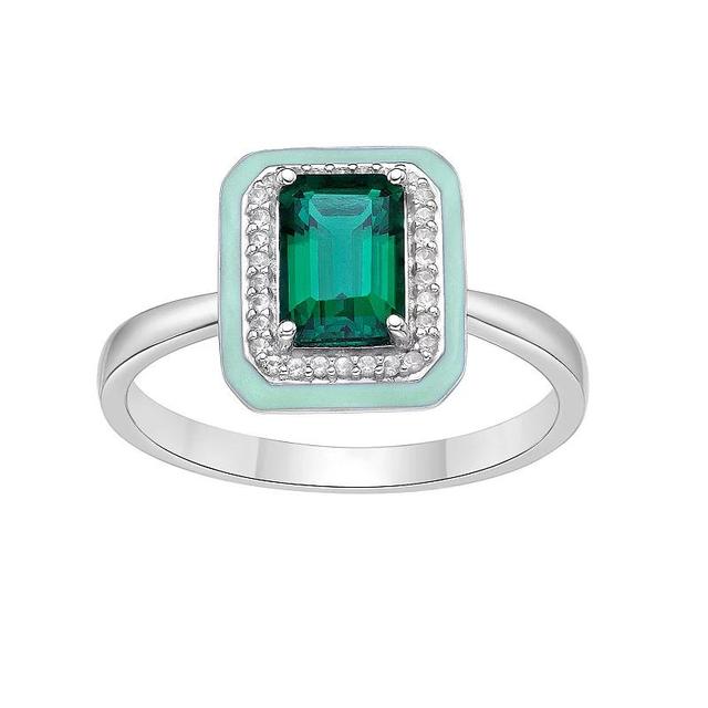 Gemminded Lab-Created Emerald & Lab-Created White Sapphire Ring, Womens Sterling Product Image