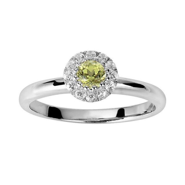 Diamond Splendor Sterling Silver Peridot & White Topaz Frame Ring, Womens Yellow Product Image