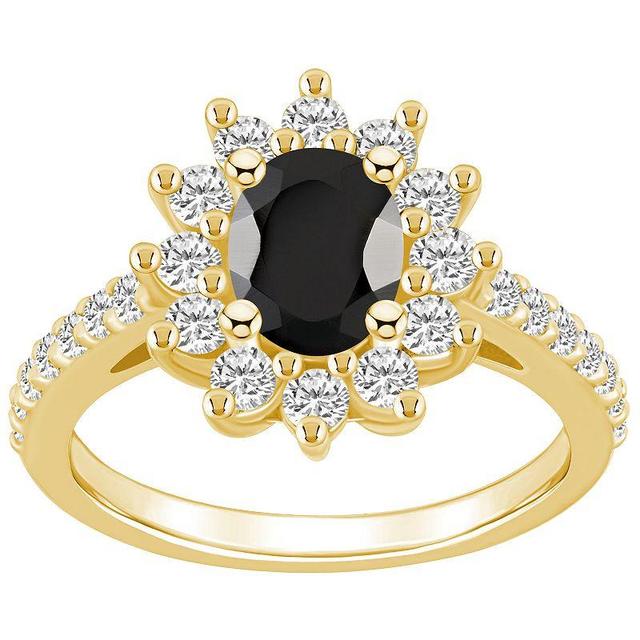 Alyson Layne 14k Gold Oval Cut Onyx & 7/8 Carat T.W. Diamond Halo Ring, Womens Black Product Image