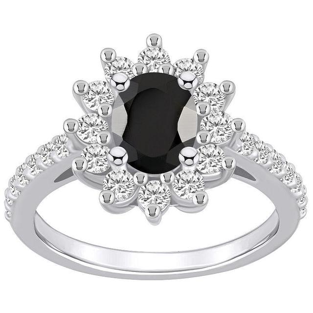 Alyson Layne 14k White Gold Oval Cut Onyx & 7/8 Carat T.W. Diamond Halo Ring, Womens Black Product Image