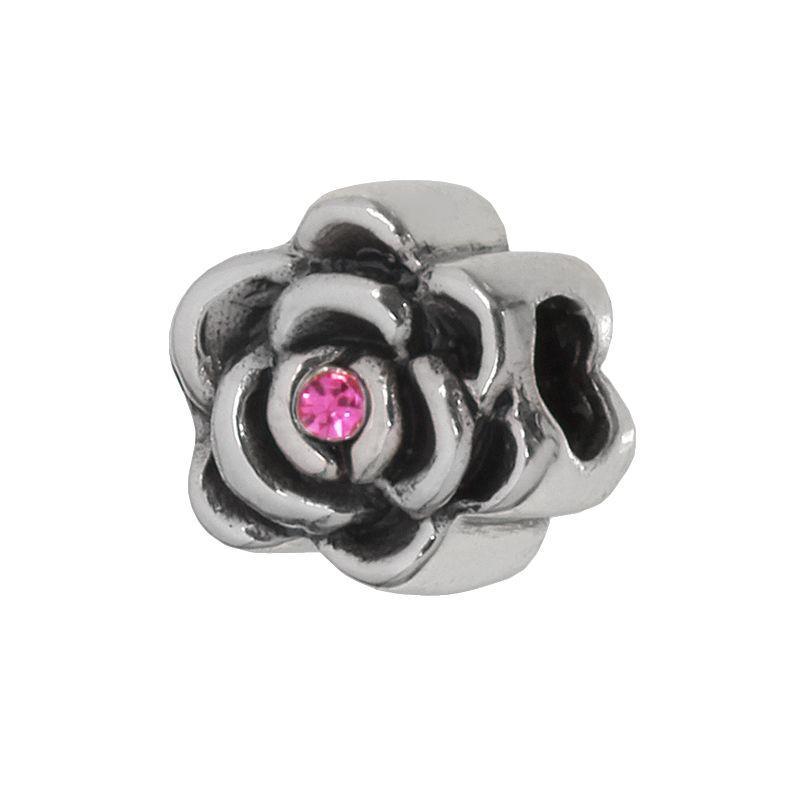 Individuality Beads Sterling Silver Crystal Floral Bead, Womens, Pink Product Image