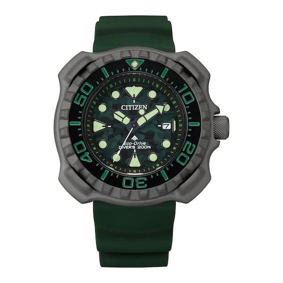 Men's Citizen Eco-DriveÂ® Promaster Gunmetal Grey Super Titaniumâ¢ Strap Watch with Green Dial (Model: Bn0228-06W) Product Image