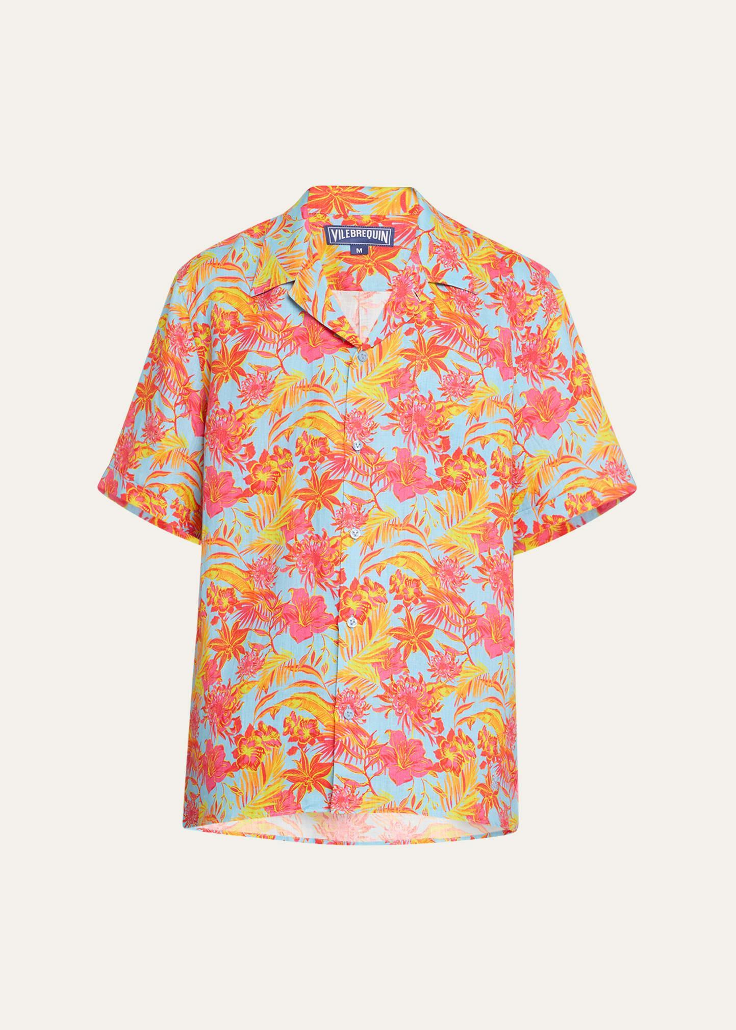 Mens Tahiti Flower Linen Camp Shirt Product Image