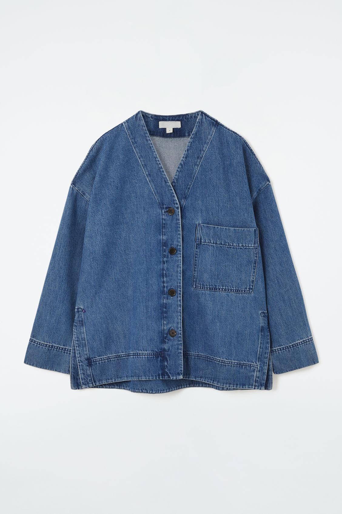 V-NECK DENIM SHIRT Product Image