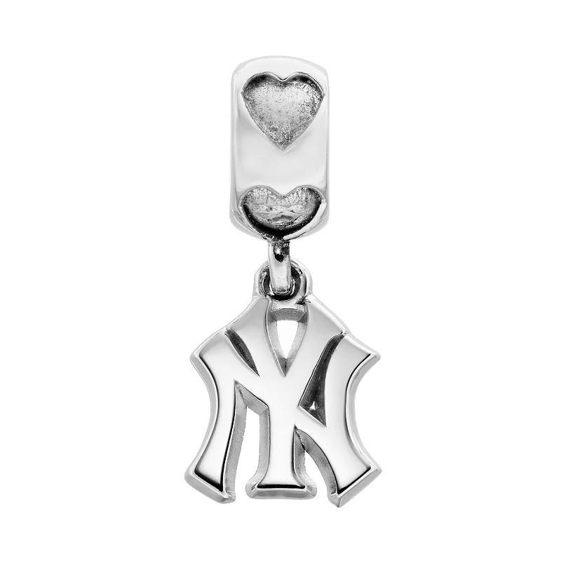 LogoArt New York Yankees Sterling Silver Team Logo Charm, Womens, Grey Product Image