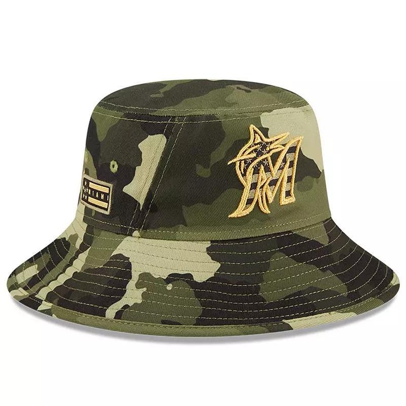 Men's New Era Camo Miami Marlins 2022 Armed Forces Day Bucket Hat Product Image