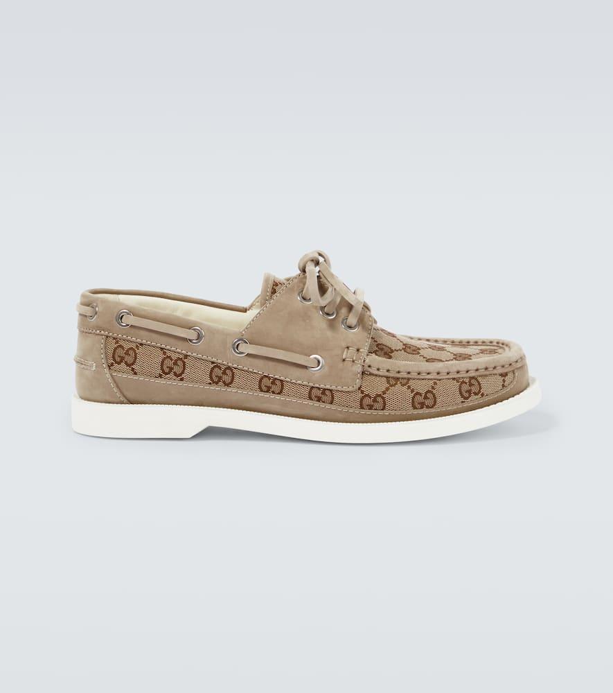 GUCCI Gg Canvas Boat Shoes In Nude & Neutrals Product Image