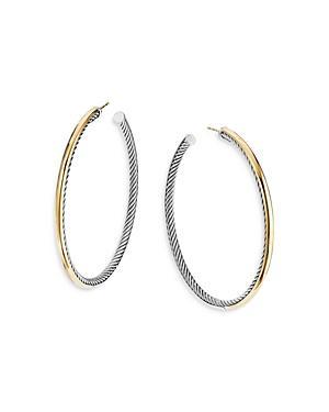 Womens Sculpted Cable Hoop Earrings With 18K Yellow Gold Product Image