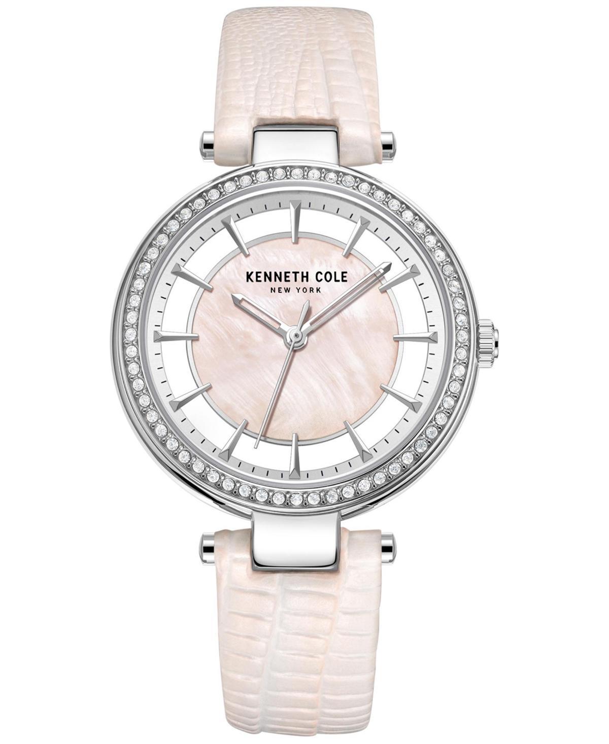 Kenneth Cole New York Womens Transparency Pink Leather Strap Watch 34mm Product Image